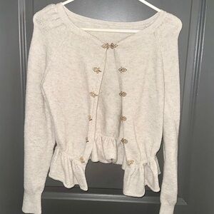 Elegant Cream Sweater with Gold Accents